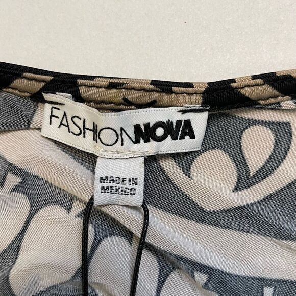 Fashion Nova Eliza Maxi Dress Women Medium Beige Pattern Stretch NWT - Picture 5 of 8